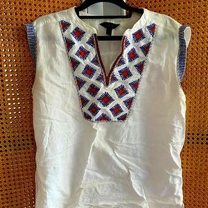 jcrew summer embellished linen tunic